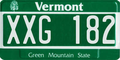 VT license plate XXG182