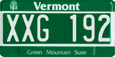 VT license plate XXG192