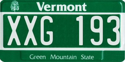 VT license plate XXG193