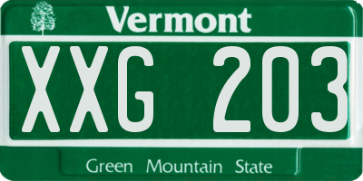 VT license plate XXG203