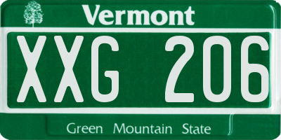 VT license plate XXG206