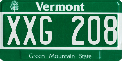 VT license plate XXG208