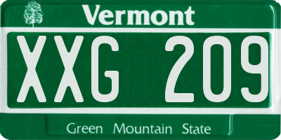 VT license plate XXG209