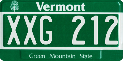 VT license plate XXG212