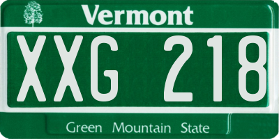 VT license plate XXG218
