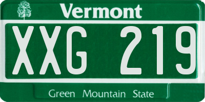 VT license plate XXG219