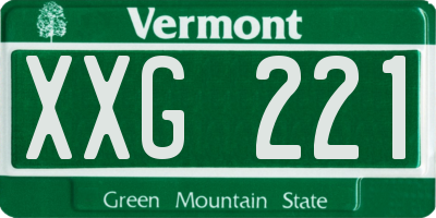 VT license plate XXG221