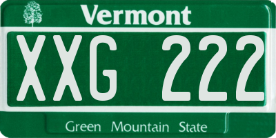 VT license plate XXG222