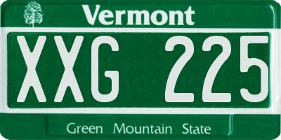 VT license plate XXG225