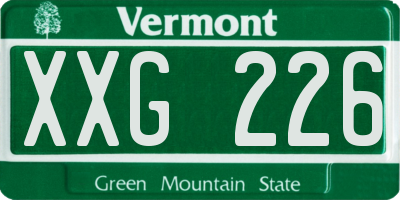 VT license plate XXG226