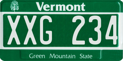VT license plate XXG234