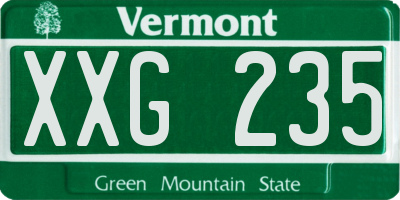VT license plate XXG235