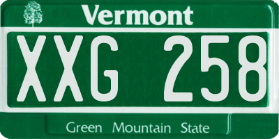 VT license plate XXG258