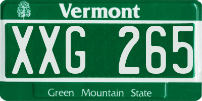VT license plate XXG265