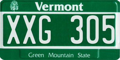 VT license plate XXG305