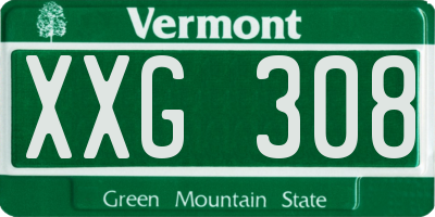VT license plate XXG308