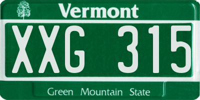 VT license plate XXG315