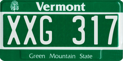 VT license plate XXG317
