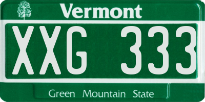 VT license plate XXG333