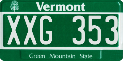 VT license plate XXG353