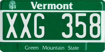 VT license plate XXG358