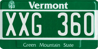 VT license plate XXG360