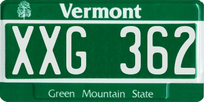 VT license plate XXG362