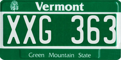 VT license plate XXG363