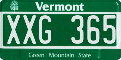 VT license plate XXG365