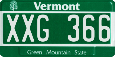 VT license plate XXG366