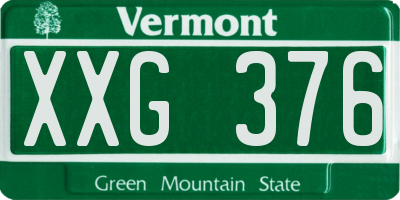 VT license plate XXG376