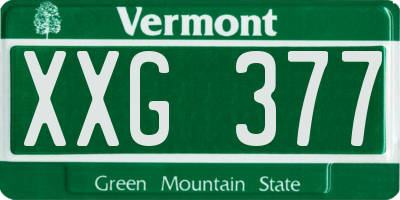 VT license plate XXG377