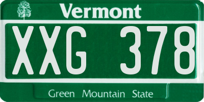 VT license plate XXG378