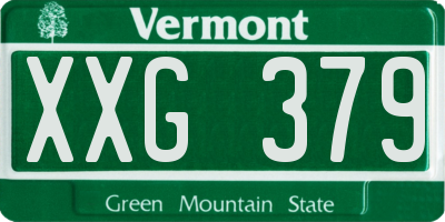 VT license plate XXG379