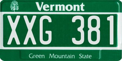 VT license plate XXG381
