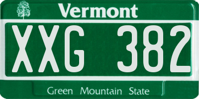VT license plate XXG382
