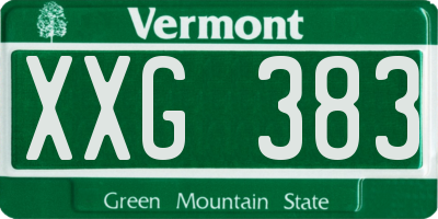 VT license plate XXG383