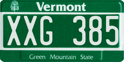 VT license plate XXG385