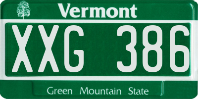 VT license plate XXG386