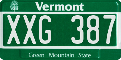 VT license plate XXG387