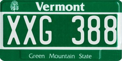 VT license plate XXG388