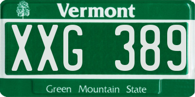 VT license plate XXG389
