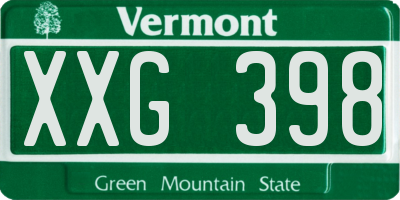 VT license plate XXG398