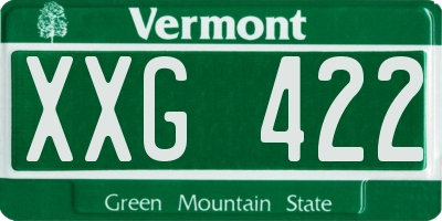 VT license plate XXG422