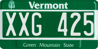 VT license plate XXG425