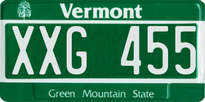 VT license plate XXG455