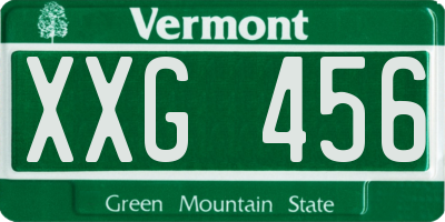 VT license plate XXG456