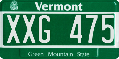 VT license plate XXG475