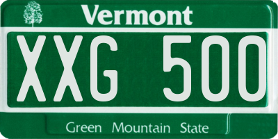 VT license plate XXG500