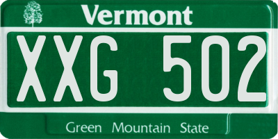 VT license plate XXG502